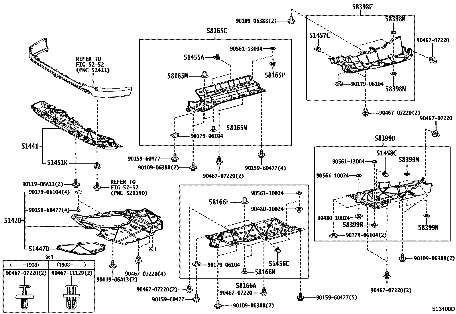 Toyota RAV4 悬架横梁和发动机底罩 EPC diagram — 513400D