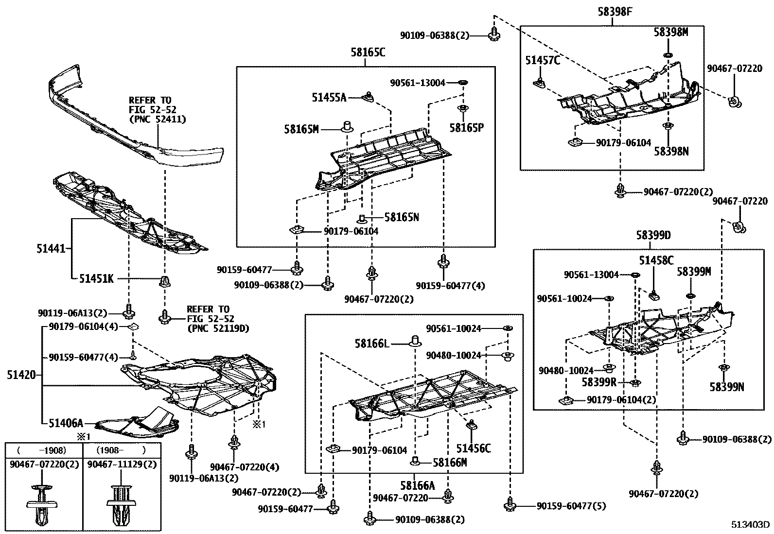 Toyota RAV4 悬架横梁和发动机底罩 EPC diagram — 513403D
