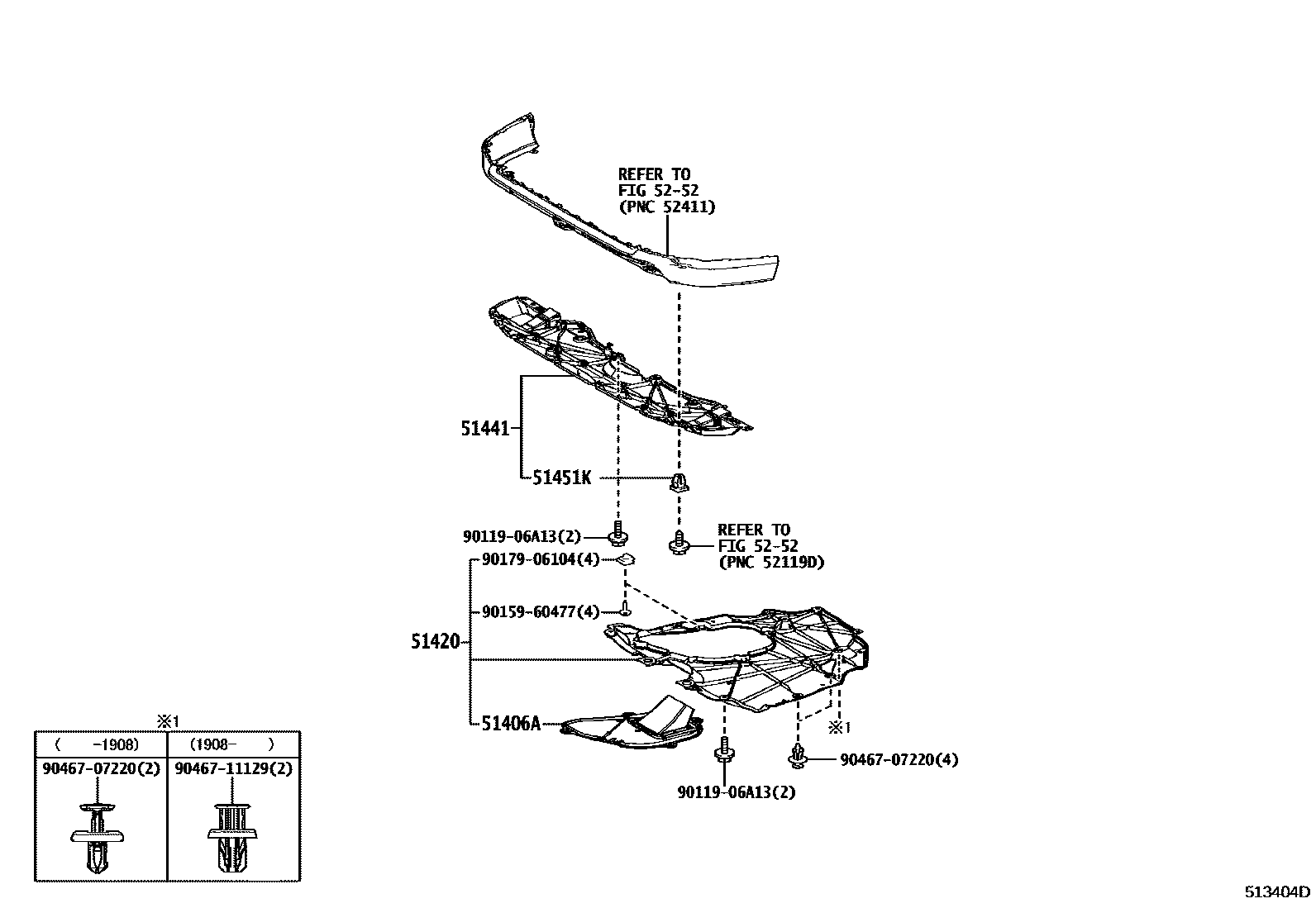 Toyota RAV4 悬架横梁和发动机底罩 EPC diagram — 513404D