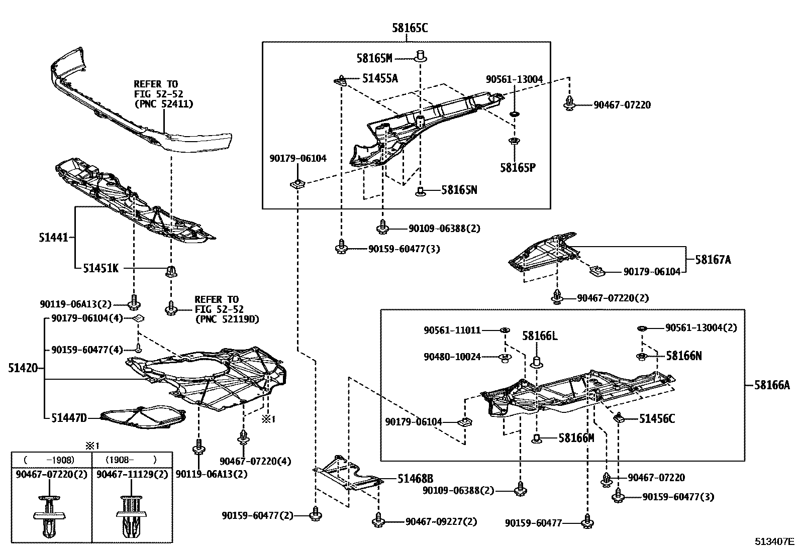 Toyota RAV4 悬架横梁和发动机底罩 EPC diagram — 513407E
