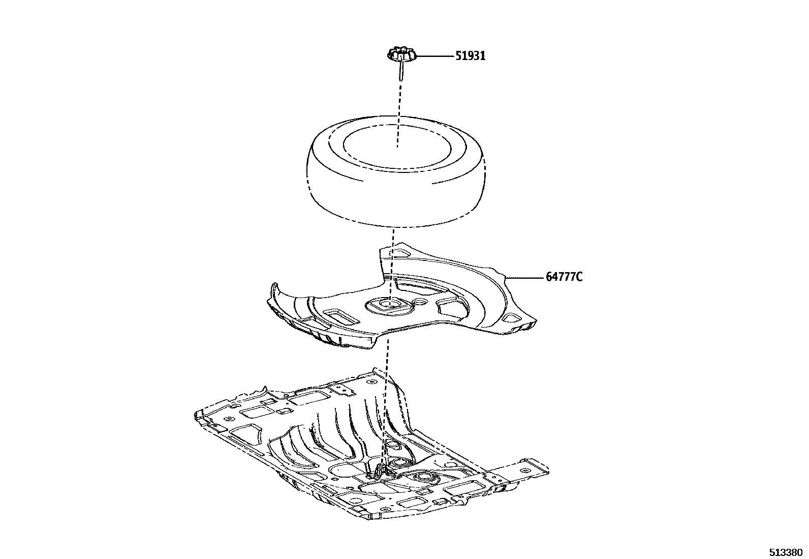 Toyota RAV4 Spare tire rack EPC diagram — 513380