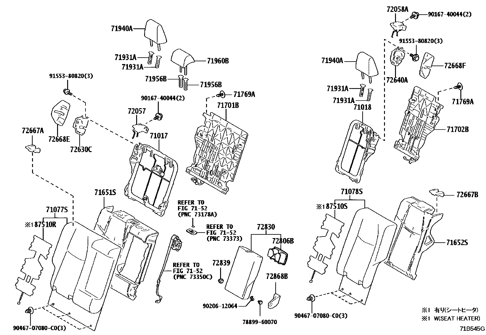 Toyota RAV4 座椅和座椅滑轨 EPC diagram — 71B545G
