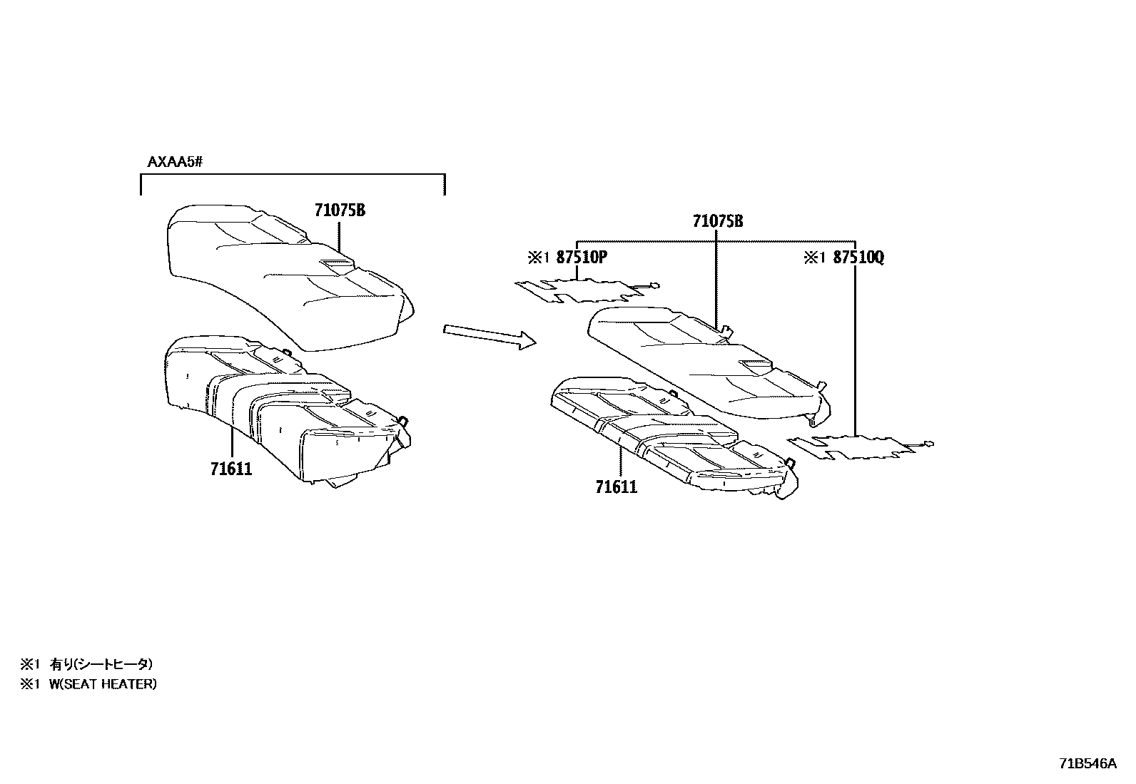 Toyota RAV4 座椅和座椅滑轨 EPC diagram — 71B546A