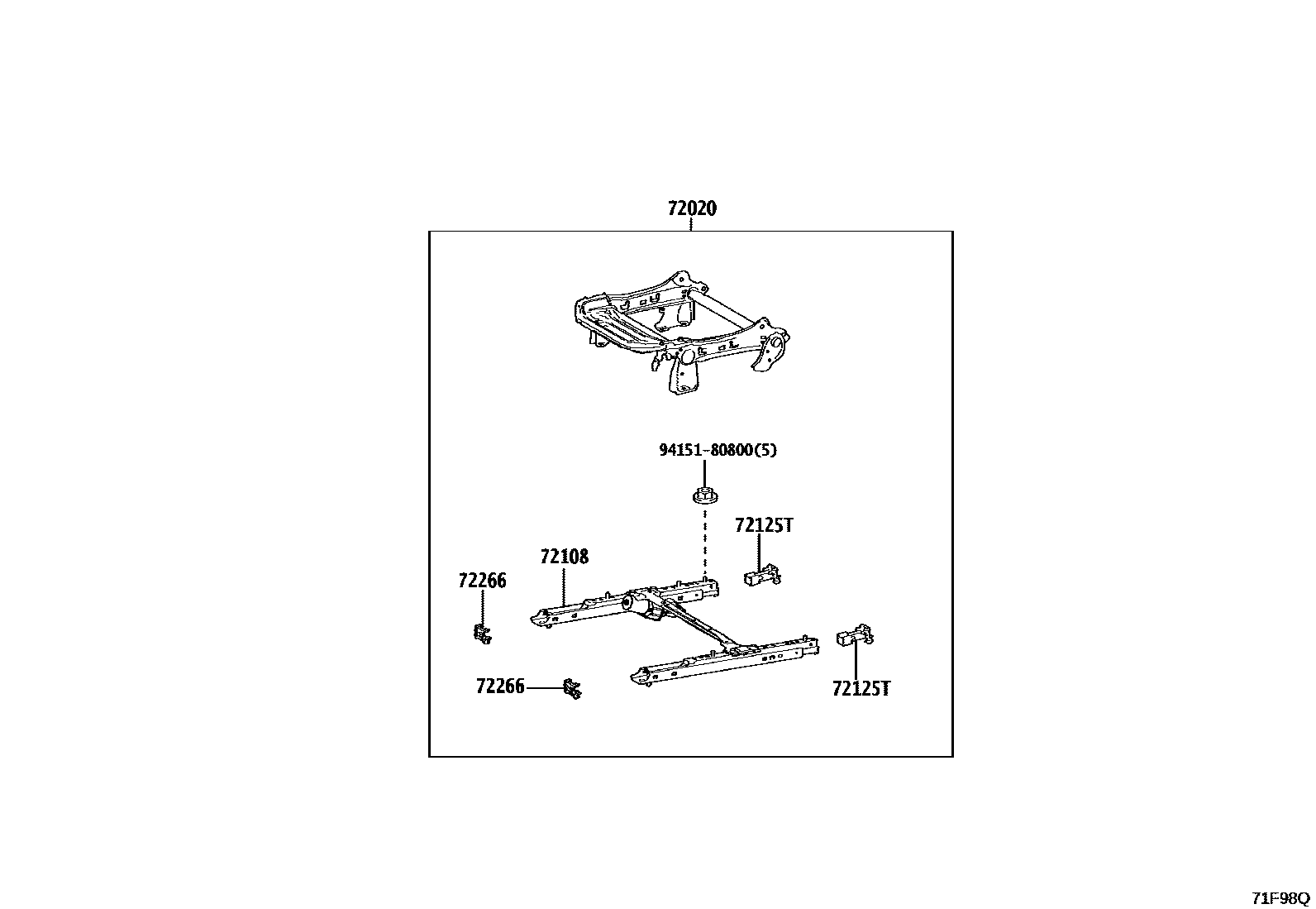 Toyota RAV4 座椅和座椅滑轨 EPC diagram — 71F98Q