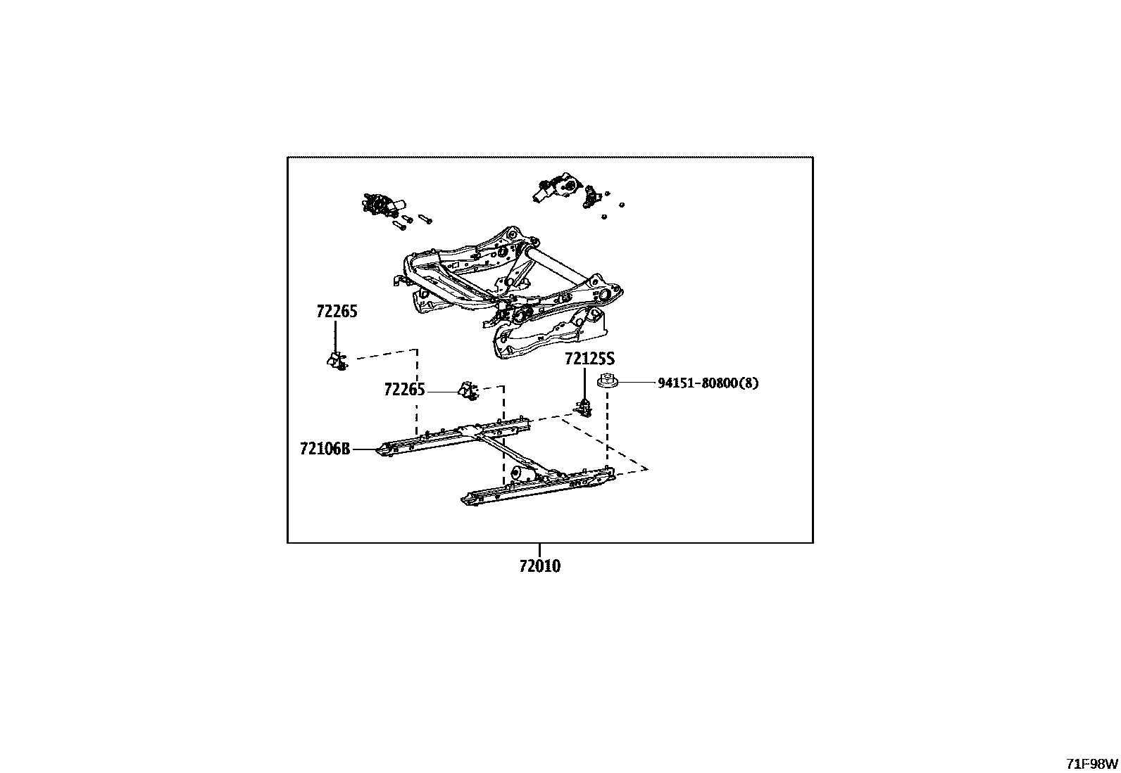Toyota RAV4 座椅和座椅滑轨 EPC diagram — 71F98W