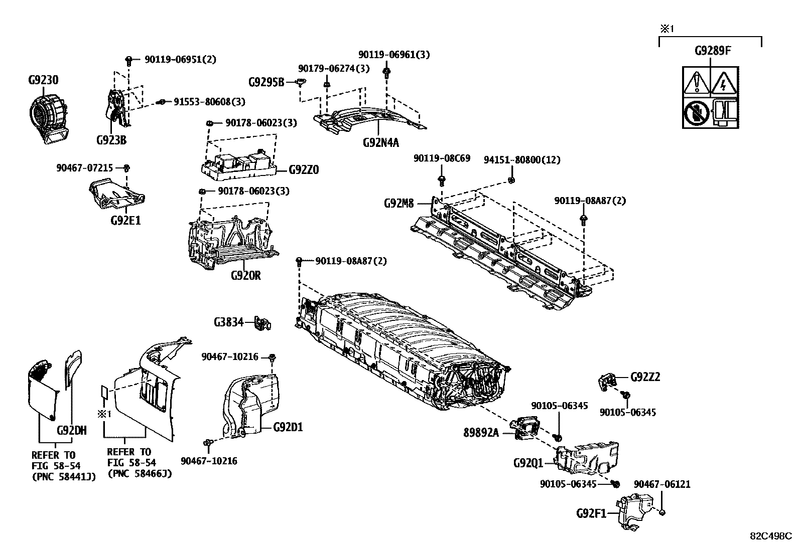 Toyota RAV4 蓄电池和蓄电池电缆 EPC diagram — 82C498C