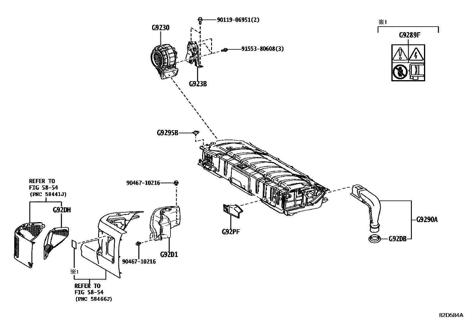 Toyota RAV4 蓄电池和蓄电池电缆 EPC diagram — 82D584A