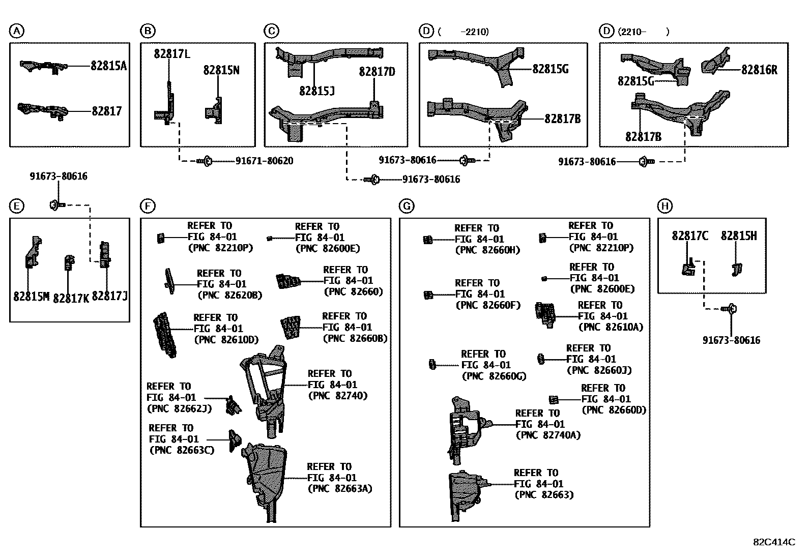 Toyota RAV4 线束和卡夹 EPC diagram — 82C414C