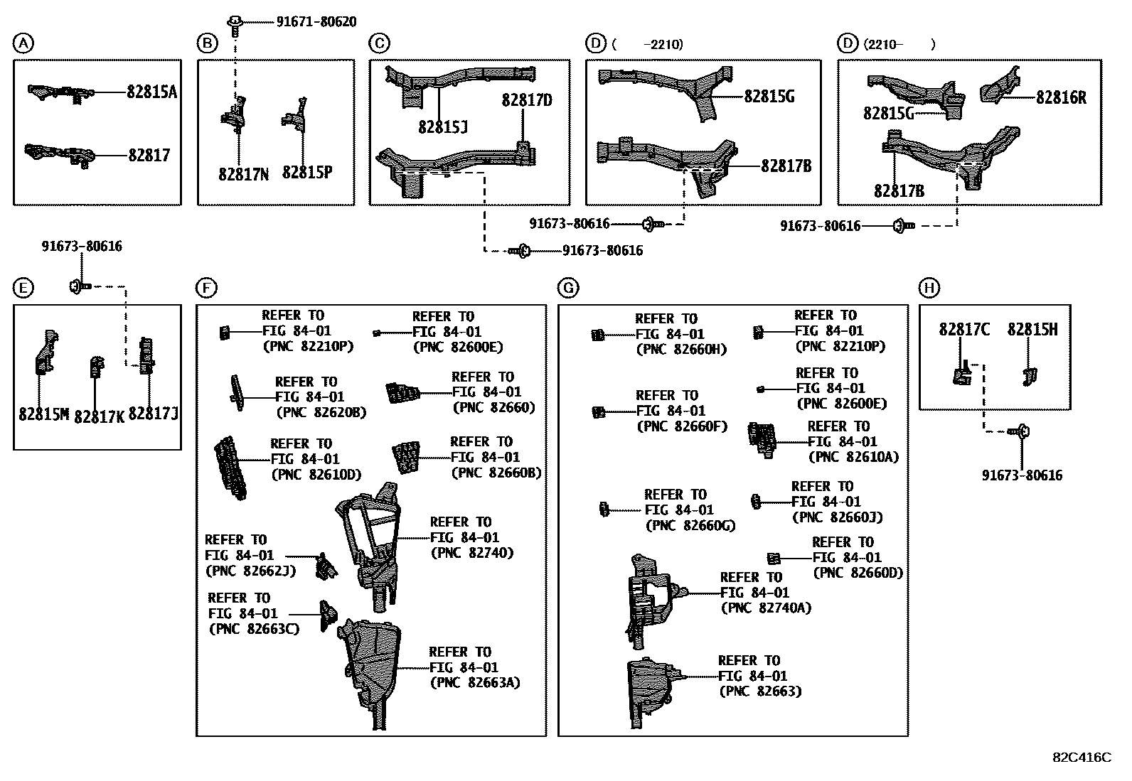 Toyota RAV4 线束和卡夹 EPC diagram — 82C416C