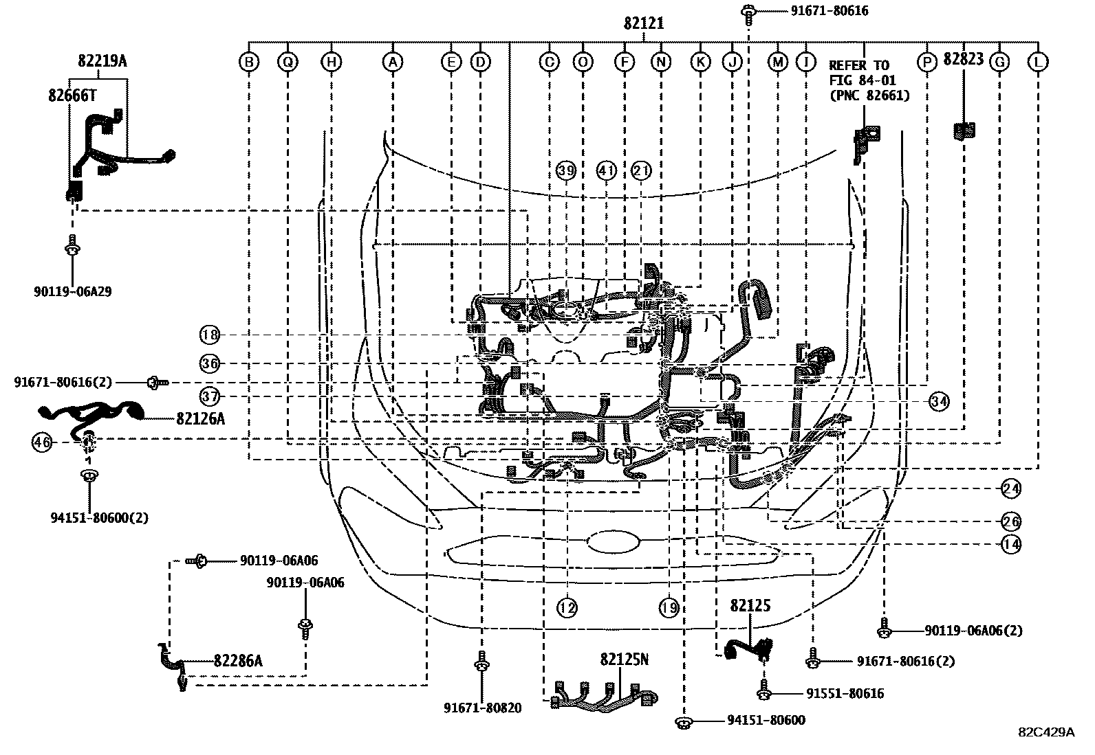 Toyota RAV4 线束和卡夹 EPC diagram — 82C429A