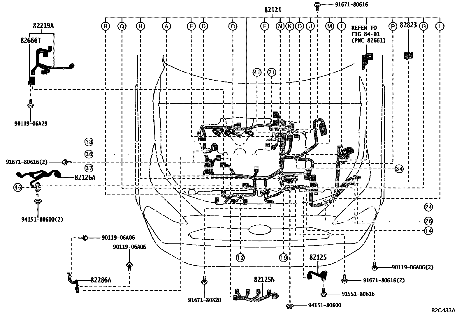 Toyota RAV4 线束和卡夹 EPC diagram — 82C433A