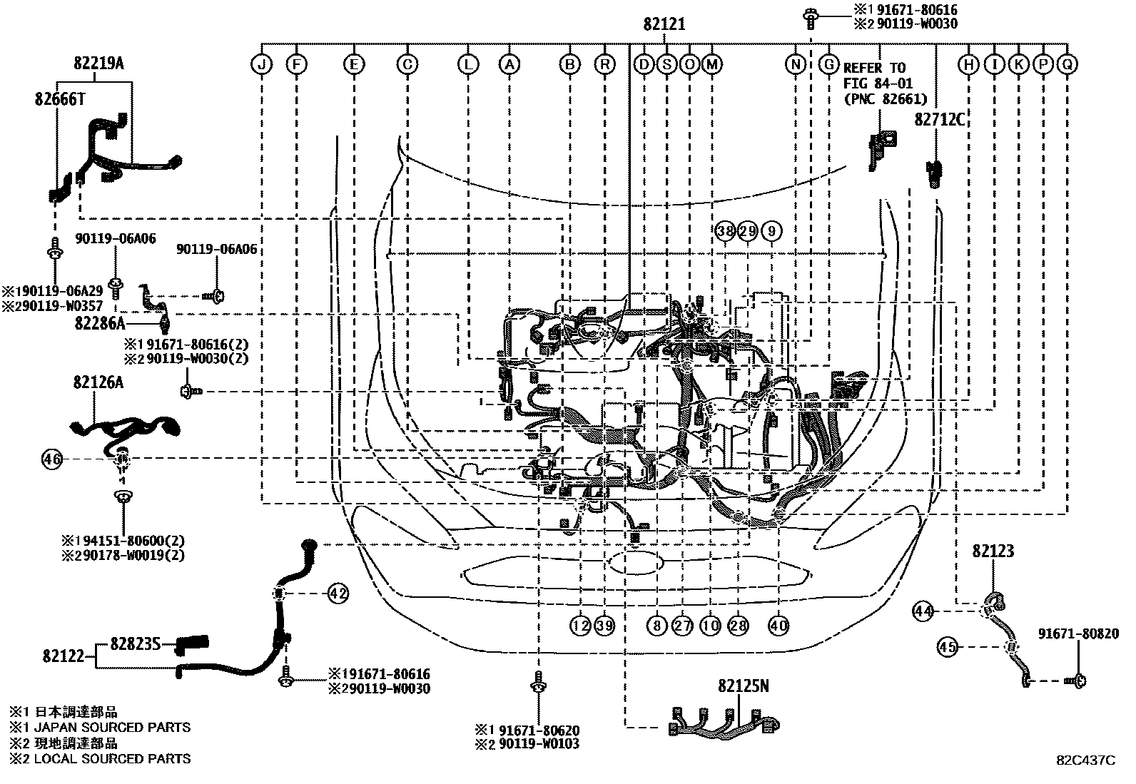 Toyota RAV4 线束和卡夹 EPC diagram — 82C437C