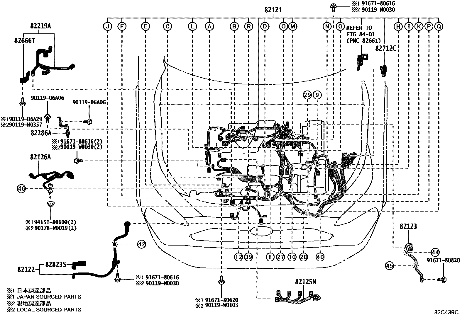 Toyota RAV4 线束和卡夹 EPC diagram — 82C439C