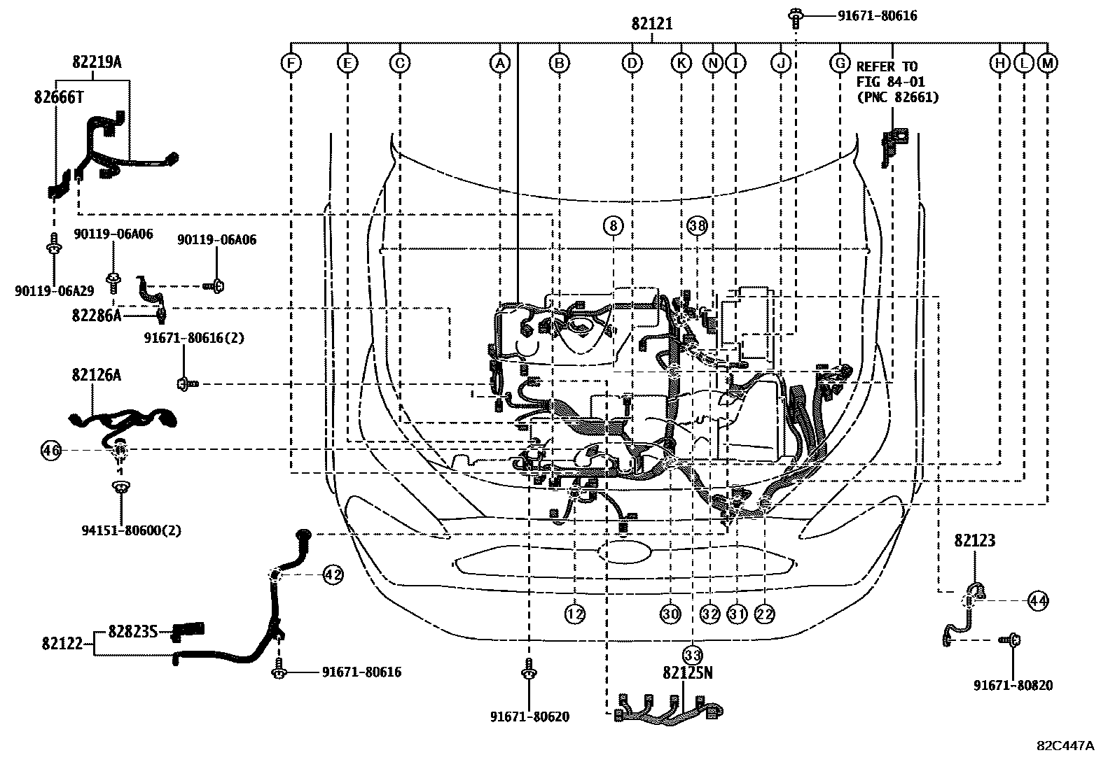 Toyota RAV4 线束和卡夹 EPC diagram — 82C447A