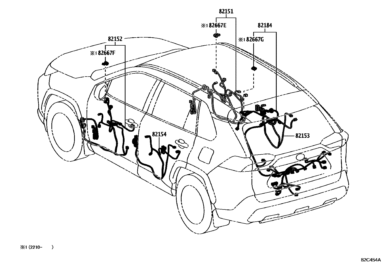 Toyota RAV4 线束和卡夹 EPC diagram — 82C454A