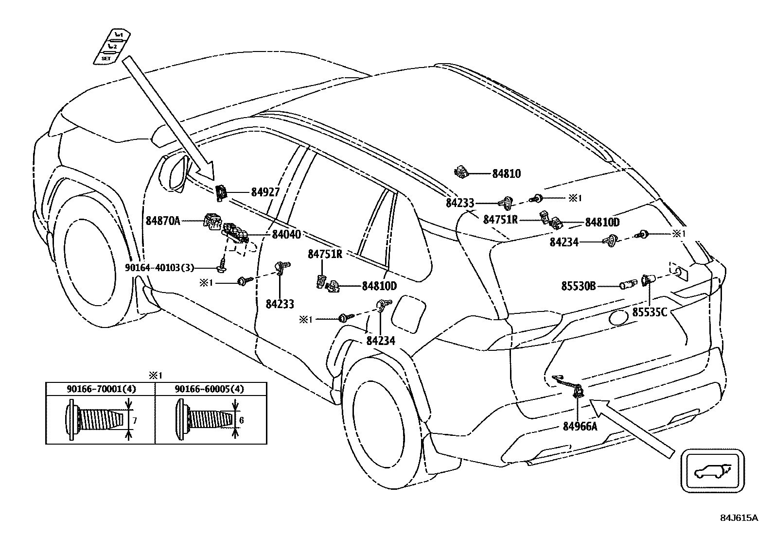 Toyota RAV4 开关和继电器和ECU EPC diagram — 84J615A