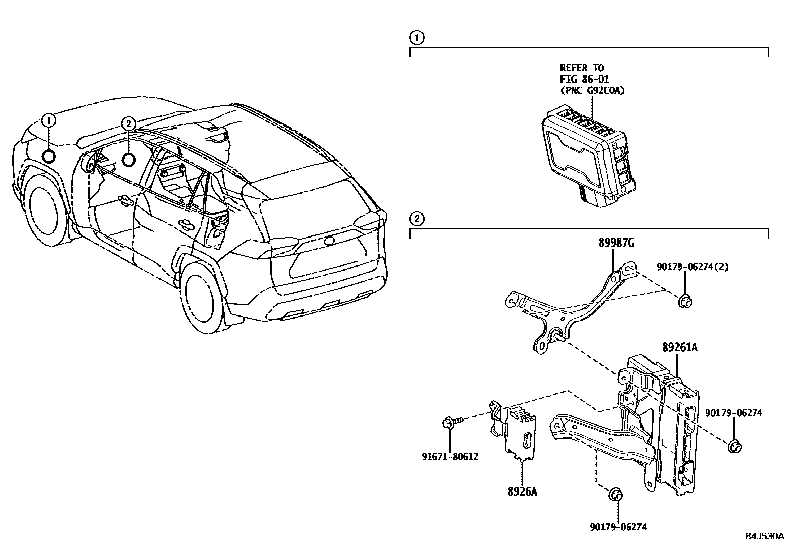 Toyota RAV4 电子控制系统 EPC diagram — 84J530A
