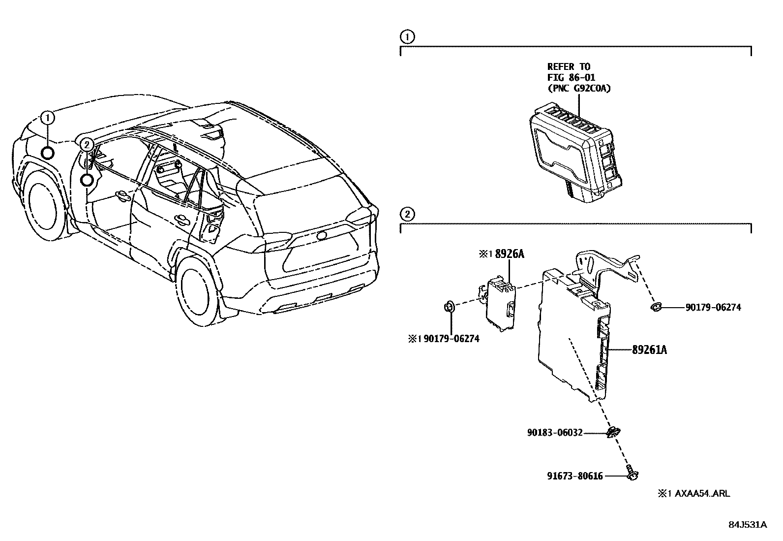 Toyota RAV4 电子控制系统 EPC diagram — 84J531A