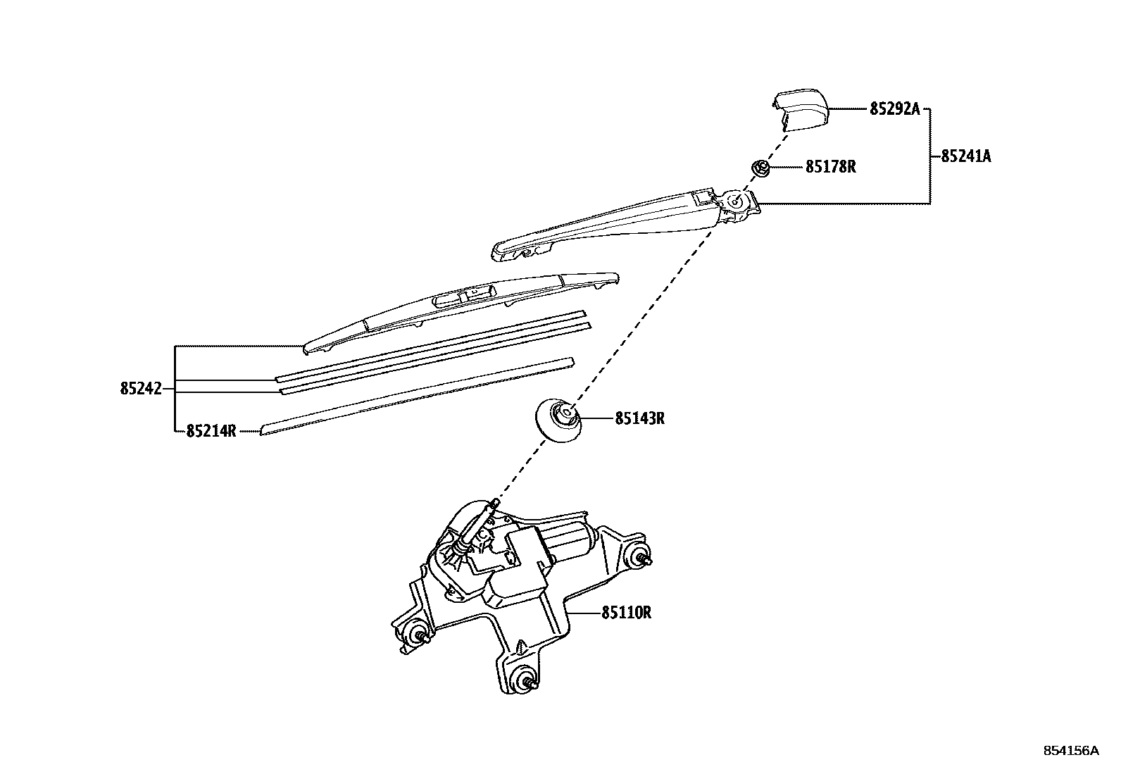 Toyota RAV4 后刮水器 EPC diagram — 854156A