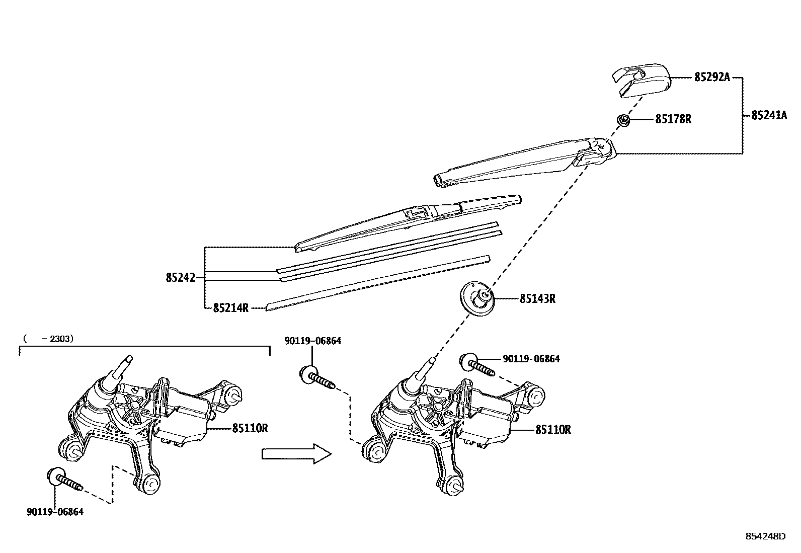 Toyota RAV4 后刮水器 EPC diagram — 854248D