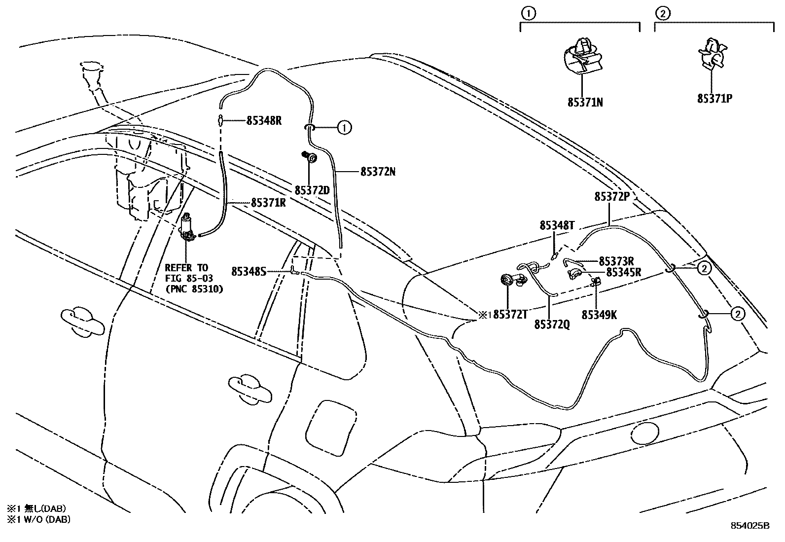 Toyota RAV4 后清洗器 EPC diagram — 854025B