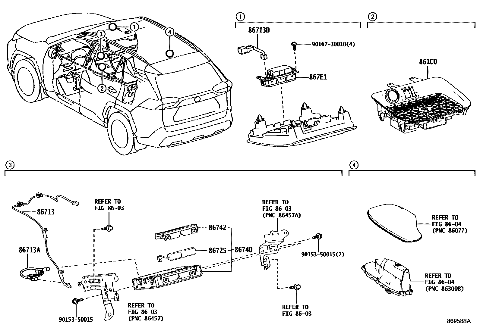 Toyota RAV4 车载电话和呼救装置 EPC diagram — 869588A