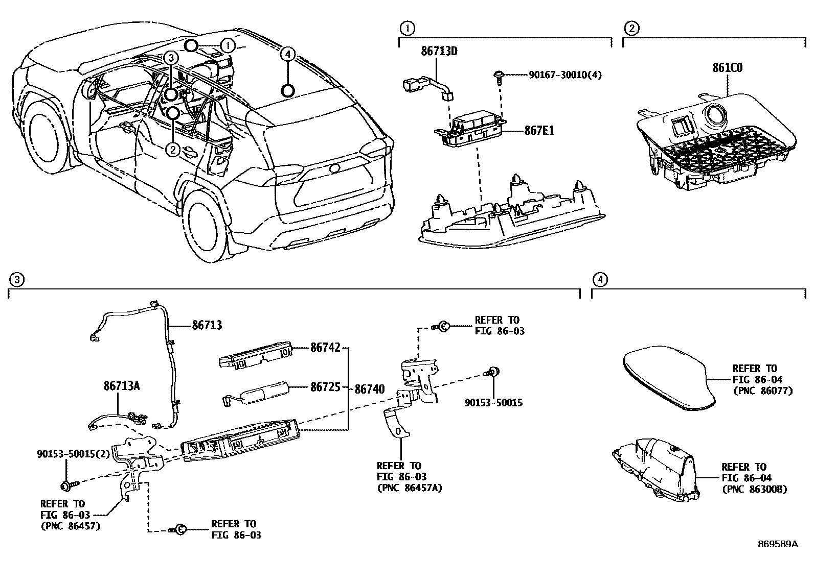 Toyota RAV4 车载电话和呼救装置 EPC diagram — 869589A