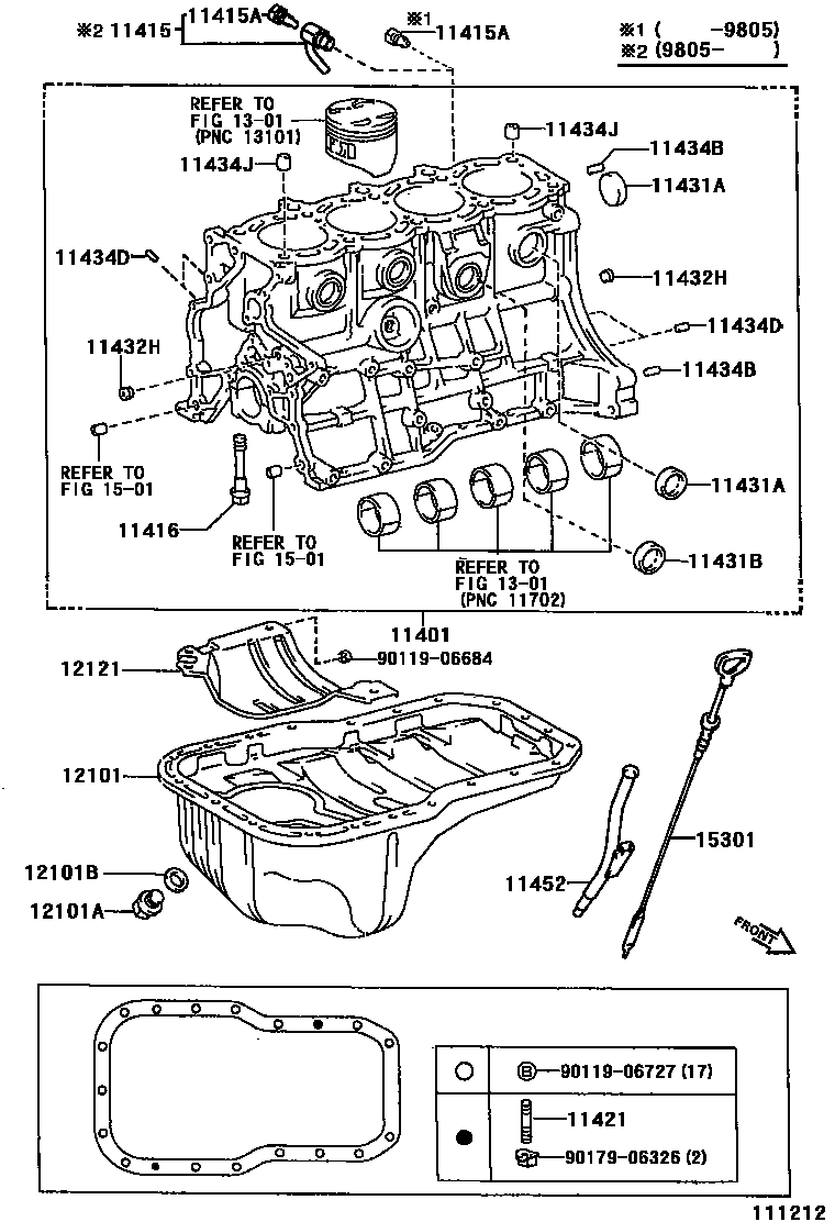 Toyota RAV4 Cylinder Block EPC diagram — 111212