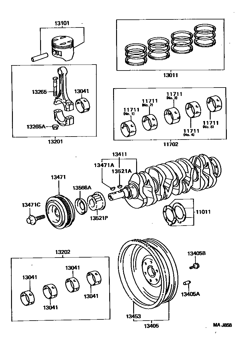 Toyota RAV4 Crankshaft & Piston EPC diagram — MAJ858