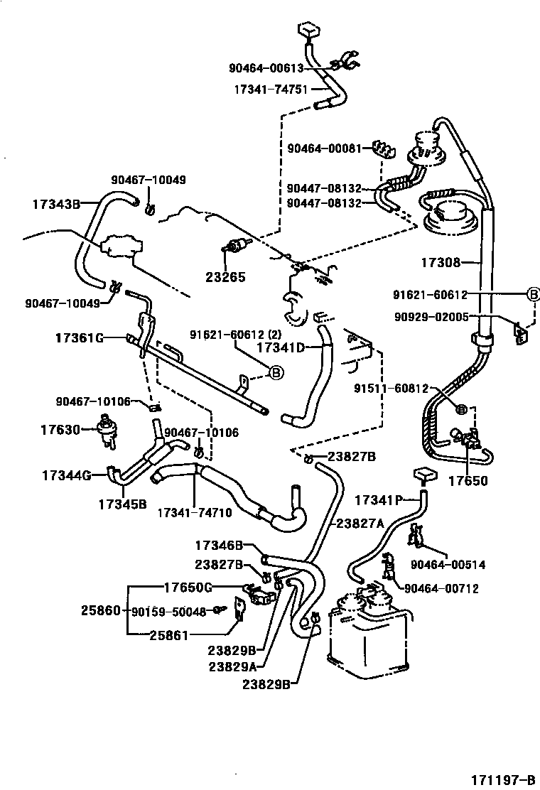 Toyota RAV4 vacuum tube EPC diagram — 171197B