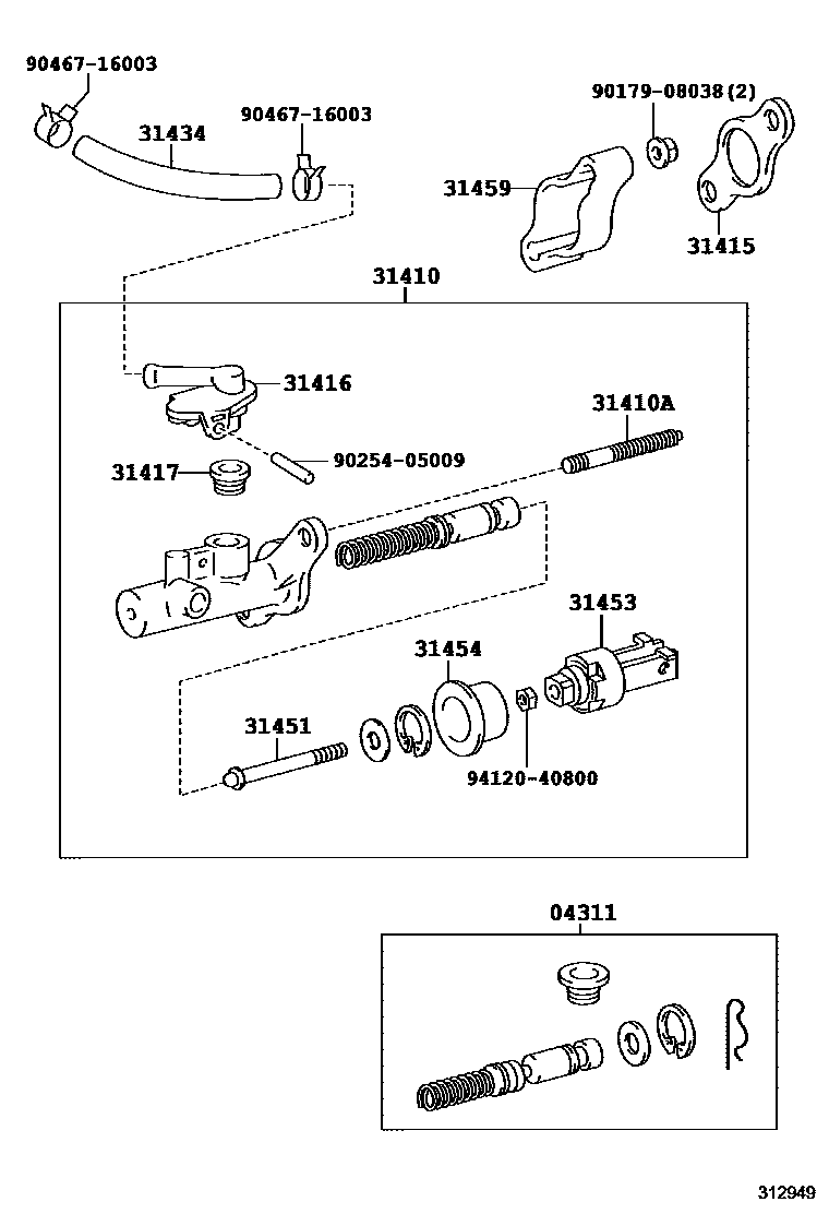 Toyota RAV4 离合器总泵 EPC diagram — 312949