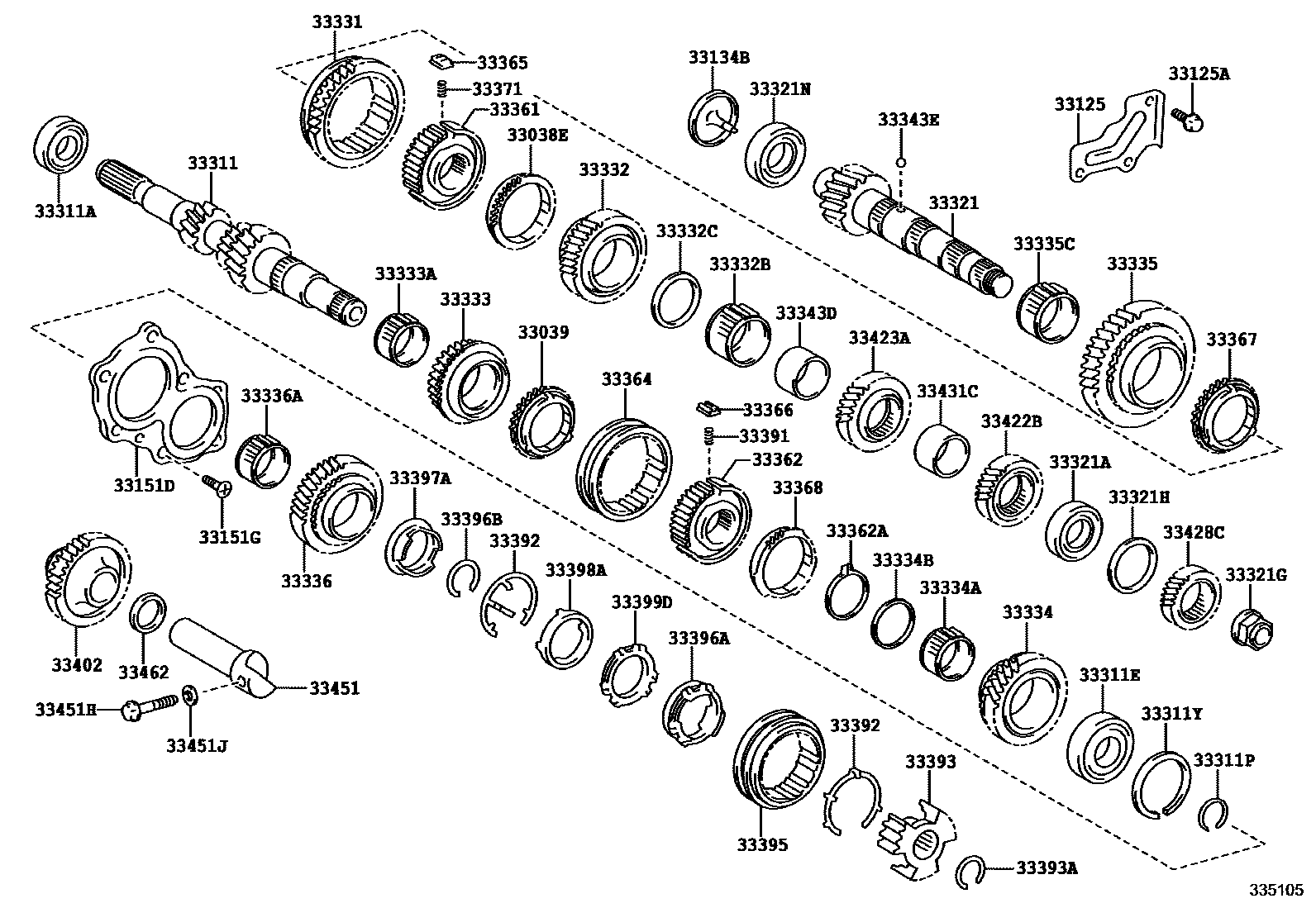 Toyota RAV4 变速器齿轮(MTM) EPC diagram — 335105
