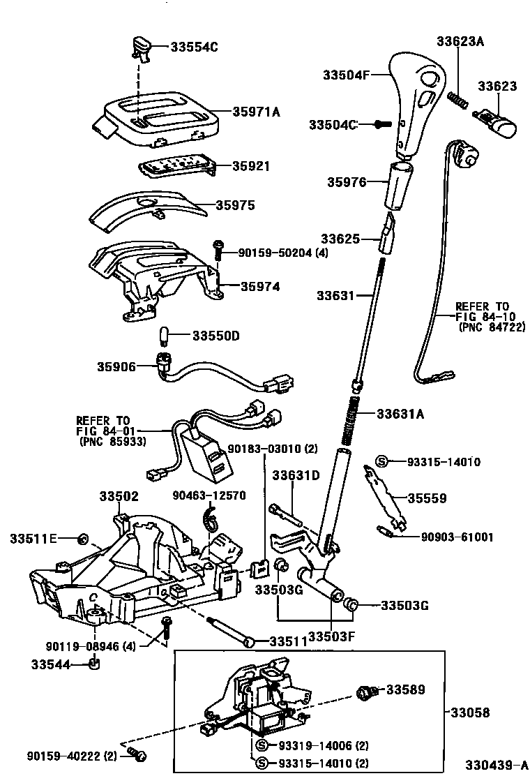 Toyota RAV4 Shift Lever & Retainer EPC diagram — 330439A