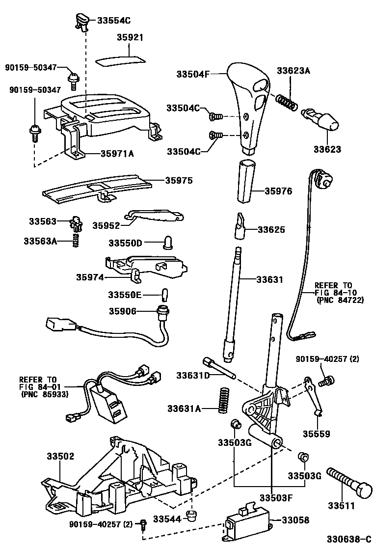 Toyota RAV4 Shift Lever & Retainer EPC diagram — 330638C