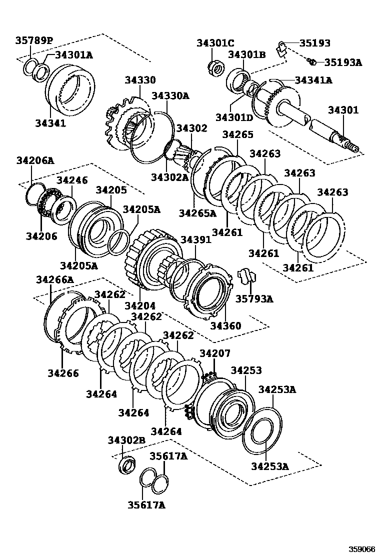 Toyota RAV4 超速档齿轮(ATM) EPC diagram — 359066