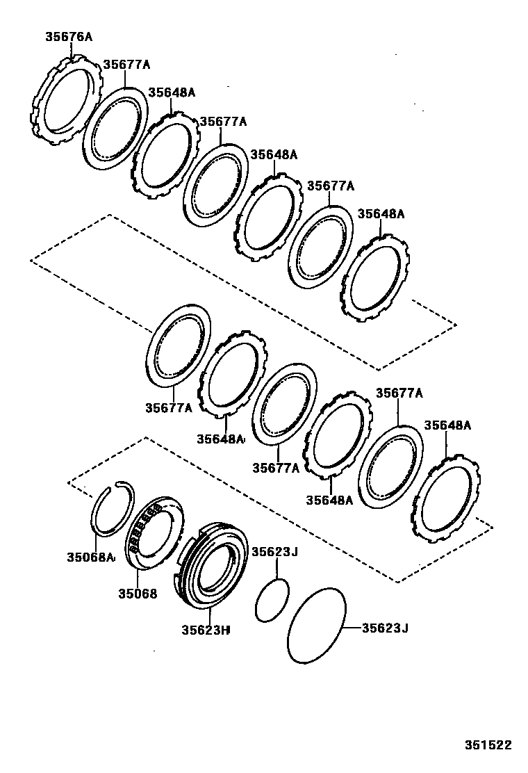 Toyota RAV4 3号制动器、一档和倒档制动器(ATM) EPC diagram — 351522