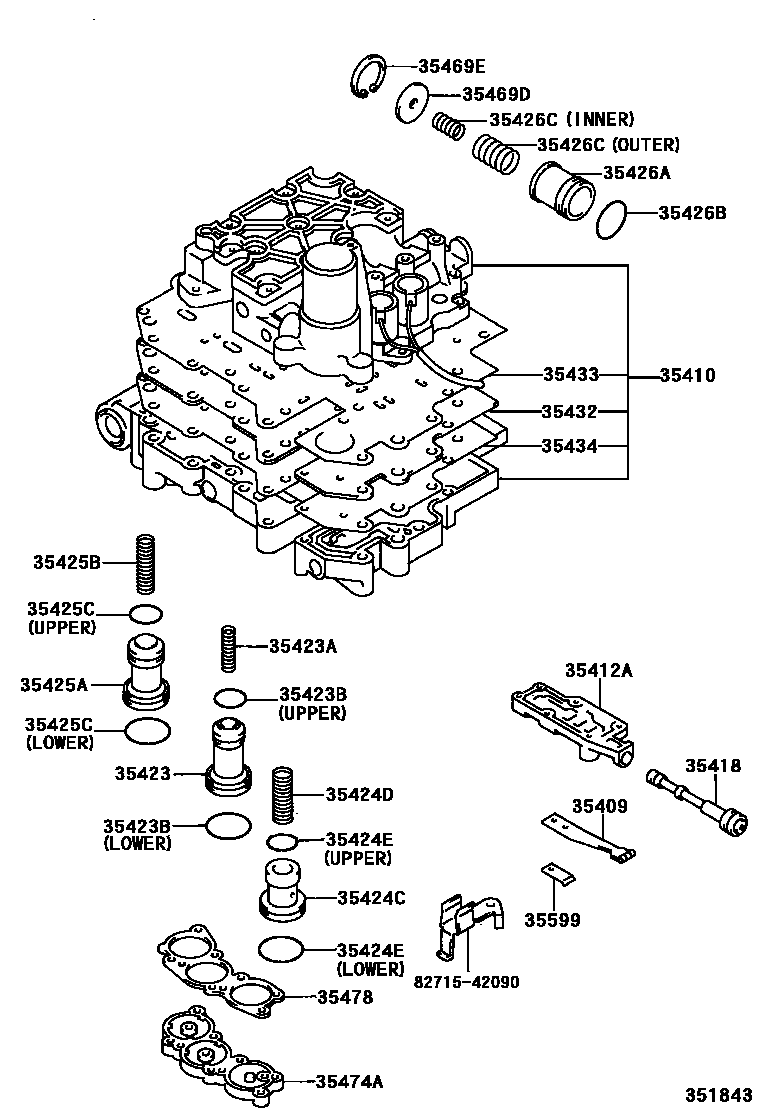 Toyota RAV4 阀体和滤油网(ATM) EPC diagram — 351843