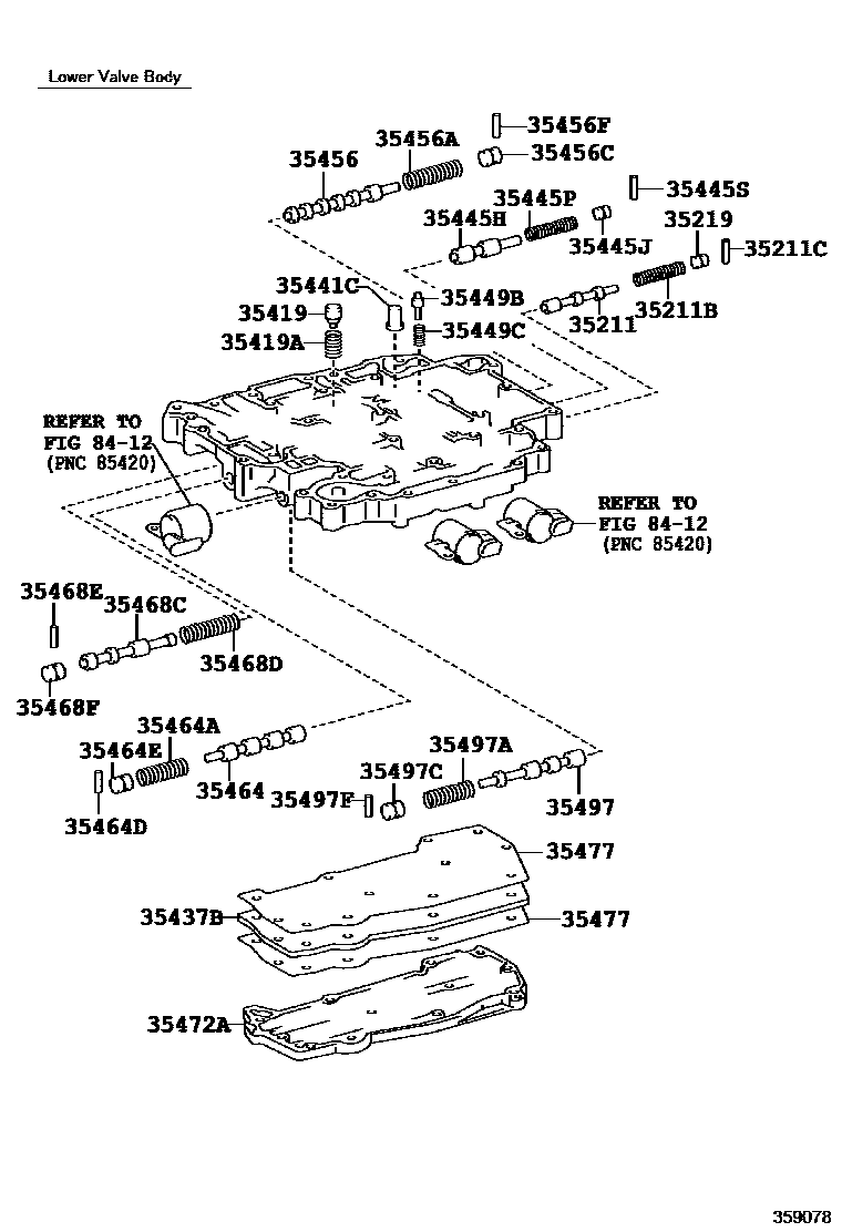 Toyota RAV4 阀体和滤油网(ATM) EPC diagram — 359078