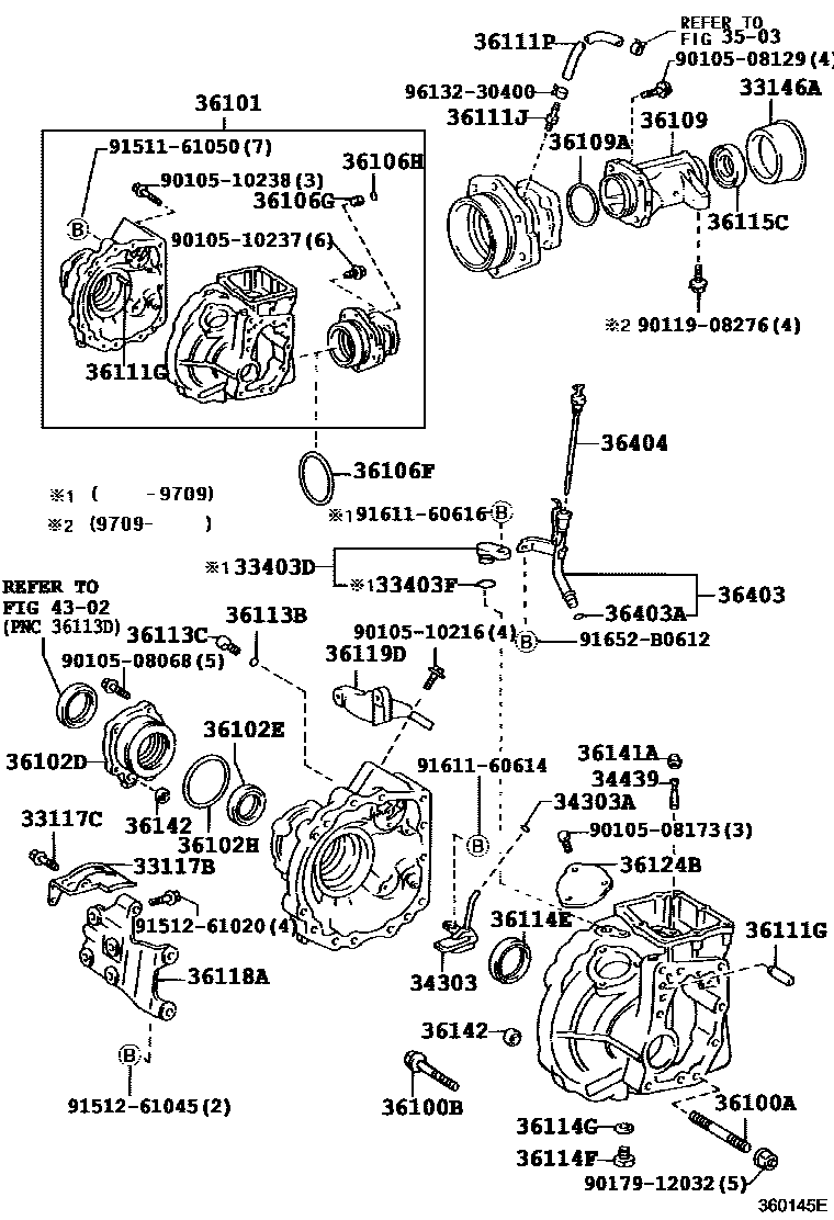 Toyota RAV4 Transfer Case & Extension Housing EPC diagram — 360145E