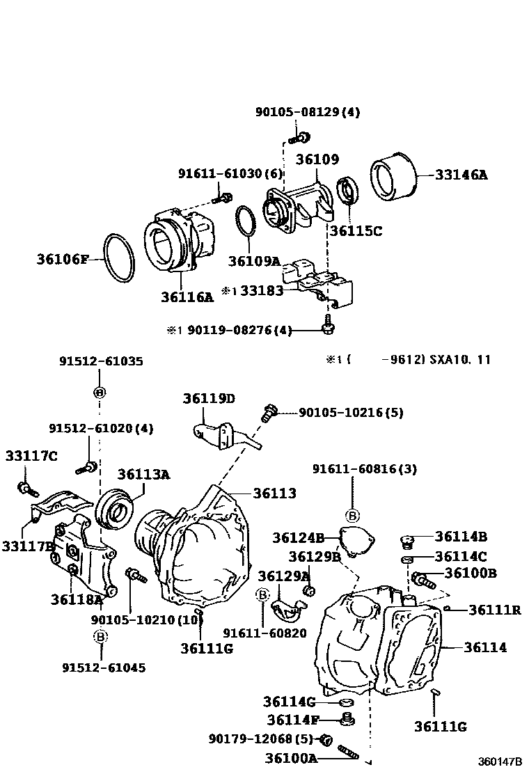 Toyota RAV4 Transfer Case & Extension Housing EPC diagram — 360147B