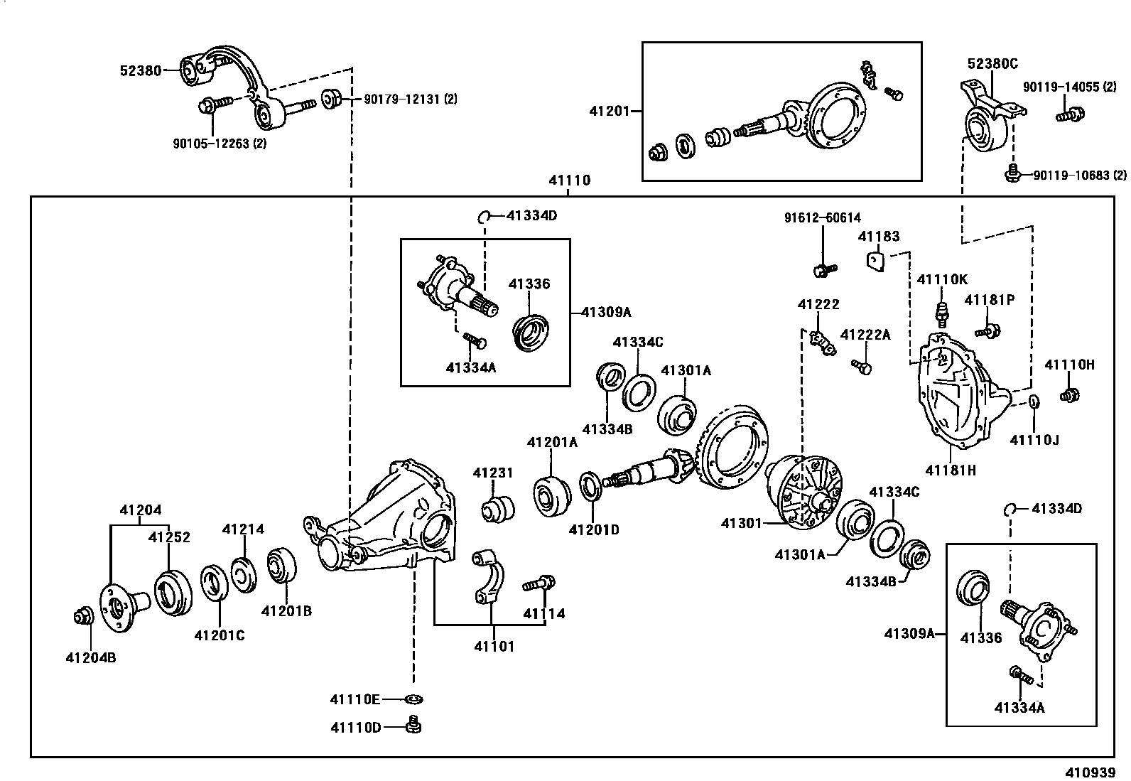 Toyota RAV4 后桥壳和差速器 EPC diagram — 410939