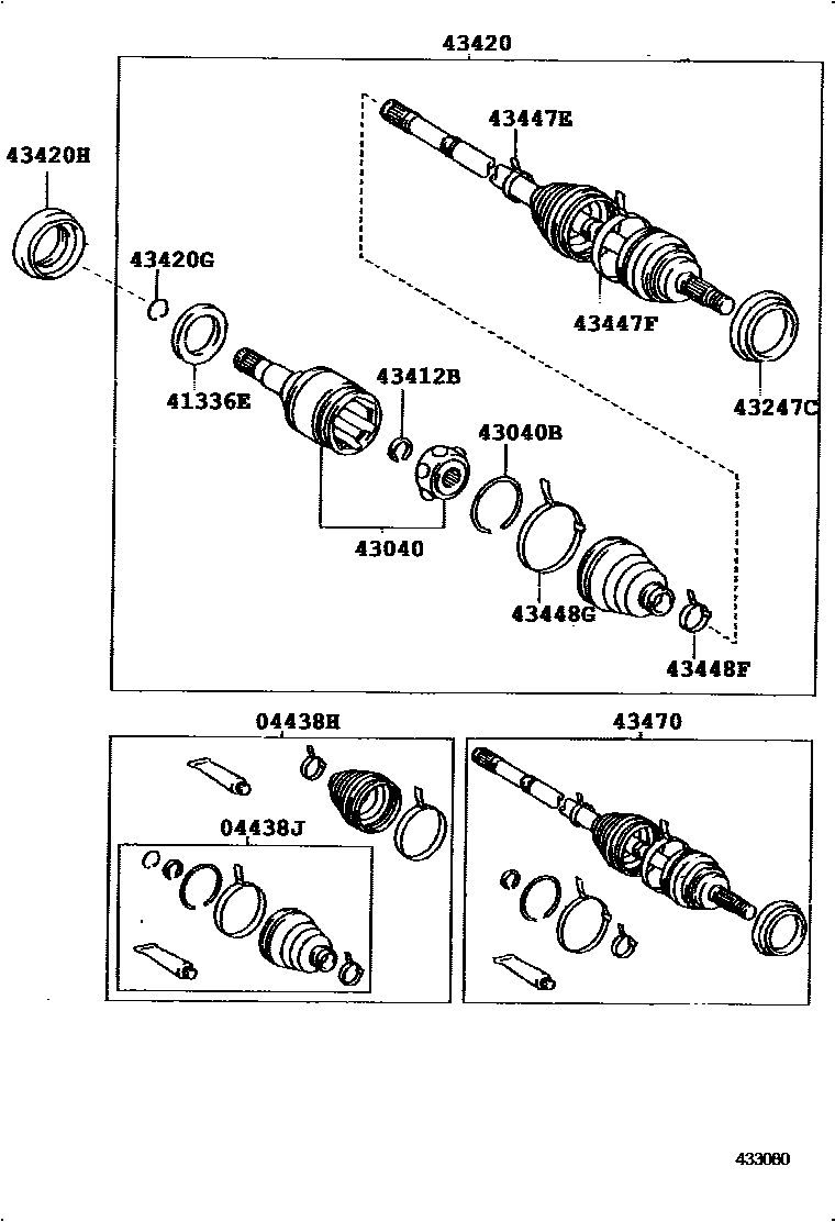 Toyota RAV4 Front Drive Shaft EPC diagram — 433080