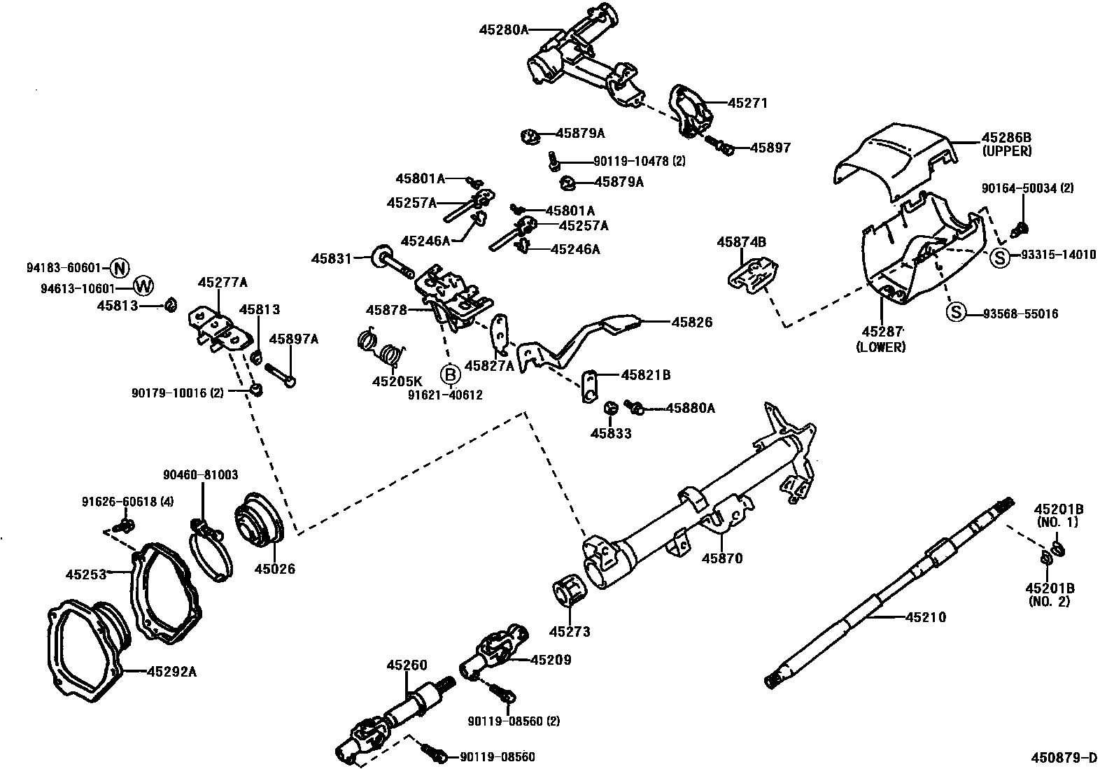 Toyota RAV4 Steering Column & Shaft EPC diagram — 450879D