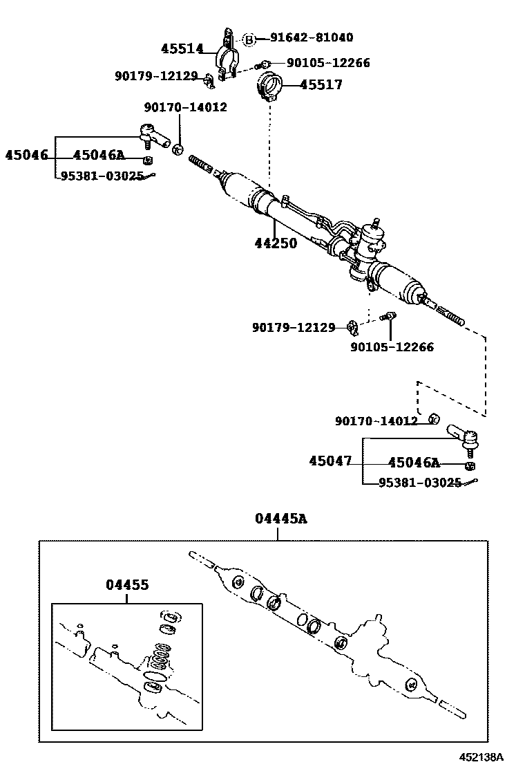Toyota RAV4 前转向齿轮和连杆 EPC diagram — 452138A
