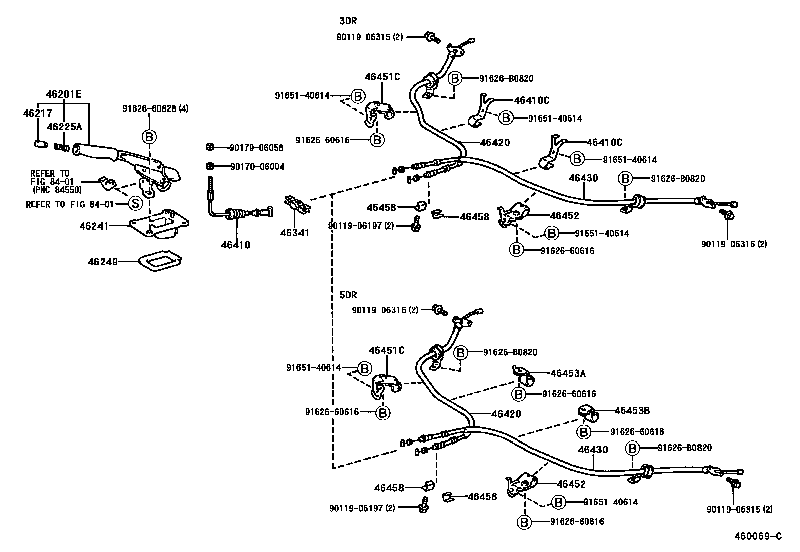 Toyota RAV4 Parking Brake & Cable EPC diagram — 460069C