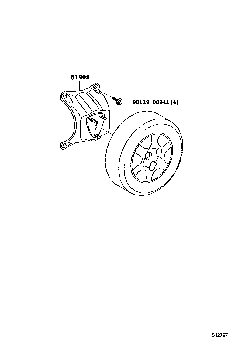 Toyota RAV4 Spare tire rack EPC diagram — 512797