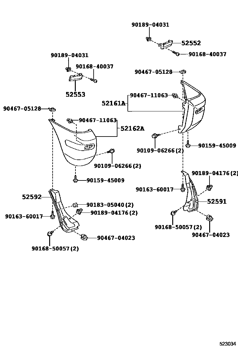 Toyota RAV4 后保险杠及附件 EPC diagram — 523034