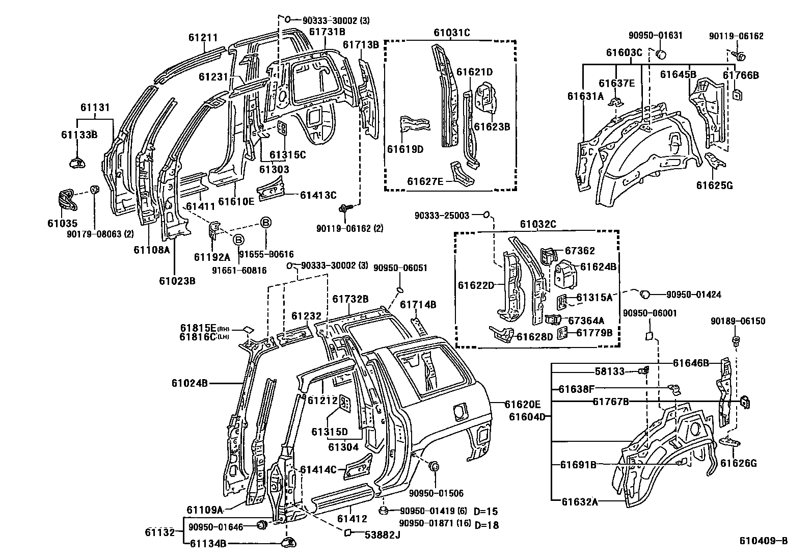 Toyota RAV4 侧梁 EPC diagram — 610409B