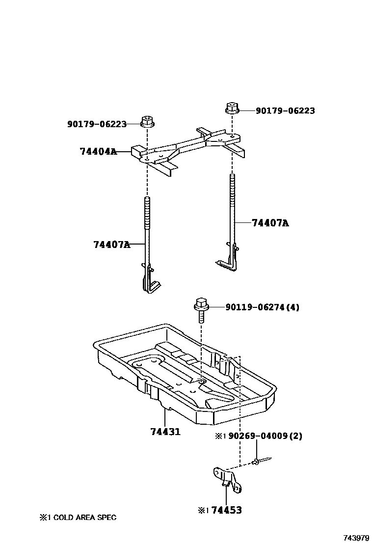 Toyota RAV4 battery holder EPC diagram — 743979