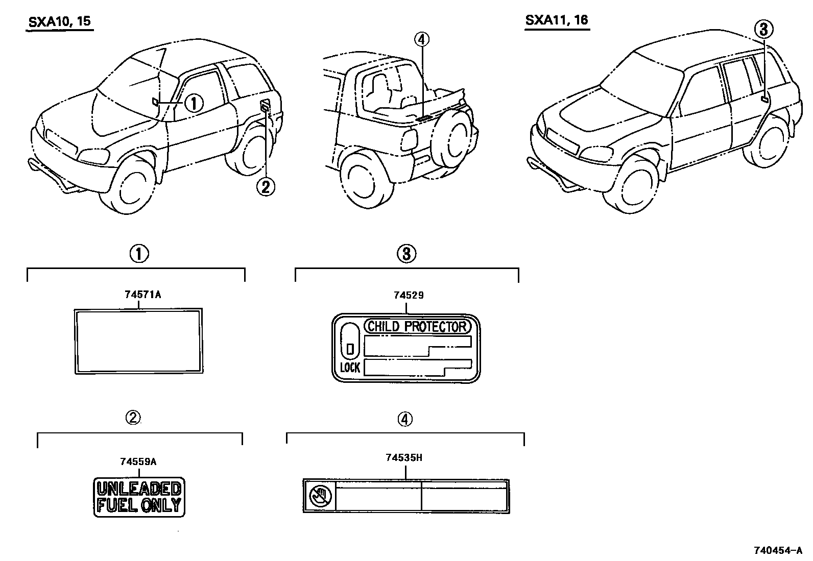 Toyota RAV4 warning nameplate EPC diagram — 740454A